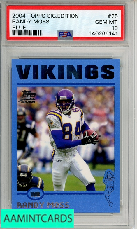 2004 TOPPS SIGNATURE EDITION RANDY MOSS #25 BLUE 32 OF 50 PSA 10