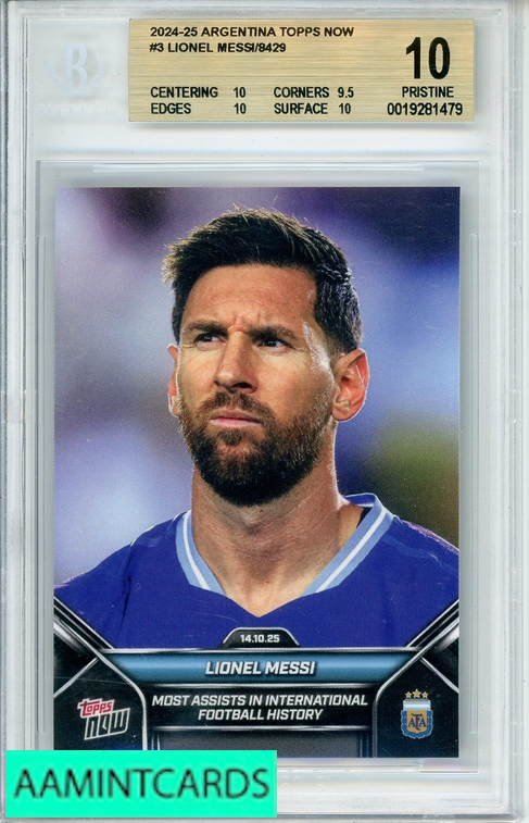 2024-25 TOPPS NOW ARGENTINA LIONEL MESSI #3 BGS PRISTINE