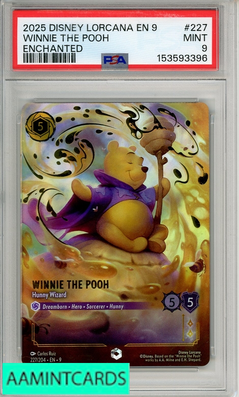 2025 DISNEY LORCANA EN 9-FABLED WINNIE THE POOH #227 ENCHANTED PSA