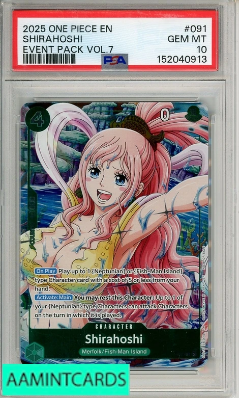2025 ONE PIECE EVENT PACK VOL 7 SHIRAHOSHI #091 PSA 10 GEM MT