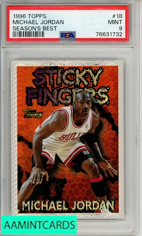 1996 TOPPS SEASONS BEST MICHAEL JORDAN #18 STICKY FINGERS PSA 9