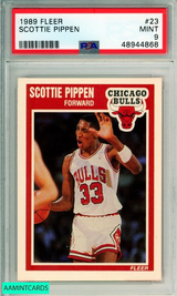 1989 FLEER SCOTTIE PIPPEN #23 CHICAGO BULLS HOF PSA MINT 9 48944868