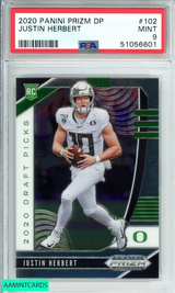 2020 PANINI PRIZM DP JUSTIN HERBERT #102 LA CHARGERS ROOKIE RC PSA 9 MINT 51056601