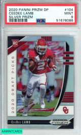 2020 PANINI PRIZM DP CEEDEE LAMB #104 SILVER PRIZM COWBOYS ROOKIE RC PSA 9 MINT 51678086