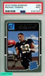 2016 PANINI DONRUSS MICHAEL THOMAS #386 ROOKIE NEW ORLEANS SAINTS PSA MINT 9 51677975