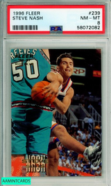 1996 FLEER STEVE NASH #239 ROOKIE HOF PHOENIX SUNS PSA NM-MT 8 58072082
