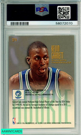 1995 ULTRA KEVIN GARNETT #274 ROOKIE HOF MINNESOTA TIMBERWOLVES PSA MINT 9 58072070