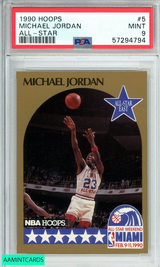 1990 HOOPS MICHAEL JORDAN #5 ALL STAR CHICAGO BULLS GOAT HOF PSA 9 MINT 57294794