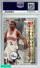 1996 FLEER METAL ALLEN IVERSON #201 PHILADELPHIA 76ERS ROOKIE RC PSA NM-MT 8 57294750