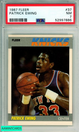 1987 FLEER PATRICK EWING #37 HOF NEW YORK KNICKS PSA 7 NM 52997886