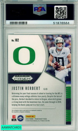 2020 PANINI PRIZM DRAFT PICKS JUSTIN HERBERT #102 ROOKIE CHARGERS RC PSA 9 MINT 51876564