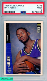 1996 COLLECTORS CHOICE RAY ALLEN #278 ROOKIE HOF BUCKS RC PSA 9 MINT 52767318