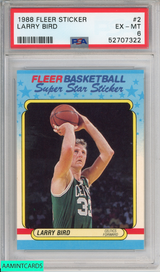 1988 FLEER STICKER LARRY BIRD #2 HOF BOSTON CELTICS PSA 6 EX-MT 52707322