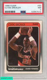 1988 FLEER CLYDE DREXLER #92 HOF PORTLAND TRAILBLAZERS PSA 7 NM 52867512