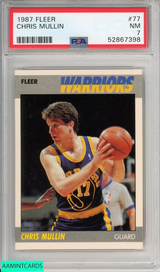 1987 FLEER CHRIS MULLIN #77 HOF GOLDEN STATE WARRIORS PSA 7 NM 52867398