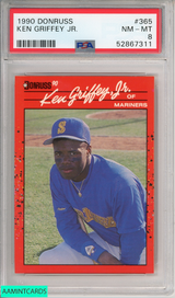 1990 DONRUSS KEN GRIFFEY JR #365 HOF SEATTLE MARINERS PSA 8 NM-MT 52867311