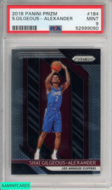 2018 PANINI PRIZM SHAI GILGEOUS-ALEXANDER #184 ROOKIE CLIPPERS RC PSA 9 MINT 52999090