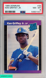 1989 DONRUSS KEN GRIFFEY JR #33 SEATTLE MARINERS ROOKIE RC HOF PSA 8 NM-MT 54831441