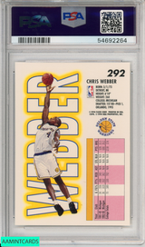 1993 FLEER CHRIS WEBBER #292 ROOKIE GOLDEN STATE WARRIORS RC PSA 9 MINT 54692264