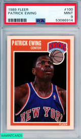 1989 FLEER PATRICK EWING #100 HOF NEW YORK KNICKS PSA 9 MINT 53086914
