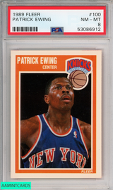 1989 FLEER PATRICK EWING #100 NEW YORK KNICKS HOF PSA 8 NM-MT 53086912