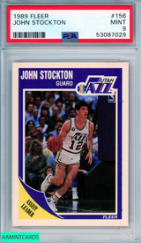 1989 FLEER JOHN STOCKTON #156 HOF UTAH JAZZ PSA 9 MINT 53087029