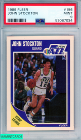 1989 FLEER JOHN STOCKTON #156 HOF UTAH JAZZ PSA 9 MINT 53087034
