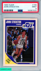 1989 FLEER JOHN STOCKTON #156 HOF UTAH JAZZ PSA 9 MINT 53087033