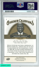 2020 UPPER DECK GOODWIN CHAMPIONS MICHAEL JORDAN #1 CHICAGO BULLS  PSA 10 GEM MT 59941322