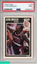 1989 FLEER CLYDE DREXLER #128 HOF PORTLAND TRAIL BLAZERS PSA 9 MINT 53086974