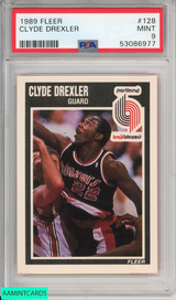 1989 FLEER CLYDE DREXLER #128 HOF PORTLAND TRAIL BLAZERS PSA 9 MINT 53086977
