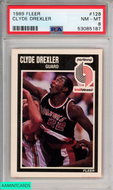 1989 FLEER CLYDE DREXLER #128 PORTLAND TRAILBLAZERS PSA 8 NM-MT 53085187
