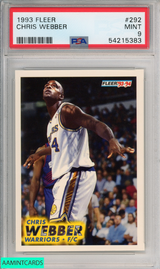 1993 FLEER CHRIS WEBBER #292 GOLDEN STATE WARRIORS ROOKIE HOF PSA 9 MINT 54215383