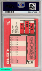 1989 FLEER JOHN STOCKTON UTAH JAZZ HOF #156 PSA 8 NM-MT 53087043
