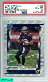 2021 PANINI DONRUSS MAC JONES #255 PRESS PROOF HYPER ROOKIE RC PSA 10 GEM MT 63958329