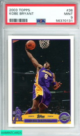 2003 TOPPS KOBE BRYANT #36 LOS ANGELES LAKERS MAMBA HOF!! PSA 9 MINT 56370131