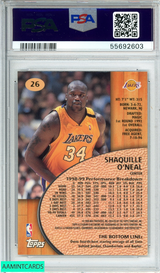 1999 STADIUM CLUB CHROME SHAQUILLE ONEAL#26 LOS ANGELES LAKERS HOF PSA 10 GEM MT 55692603