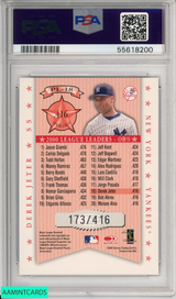 2001 DONRUSS PROD LINE DEREK JETER PL-18 ON-BASE YANKEES 173 OF 416 PSA 10 POP 4 55618200