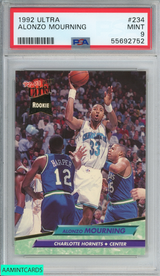 1992 ULTRA ALONZO MOURNING #234 ROOKIE RC CHARLOTTE HORNETS HOF PSA 9 MINT 55692752
