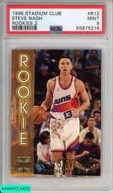 1996 STADIUM CLUB STEVE NASH #R12 ROOKIES 2 PHOENIX SUNS HOF RC PSA 9 MINT 55675218