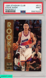 1996 STADIUM CLUB STEVE NASH #R12 ROOKIES 2 PHOENIX SUNS HOF RC PSA 9 MINT 55675222