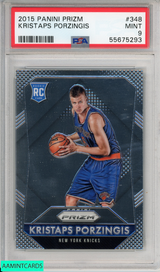 2015 PANINI PRIZM KRISTAPS PORZINGIS #348 ROOKIE NEW YORK KNICKS RC PSA 9 MINT 55675293