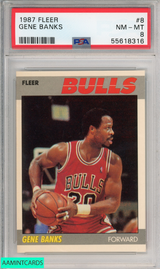 1987 FLEER GENE BANKS #8 CHICAGO BULLS PSA 8 NM-MT 55618316
