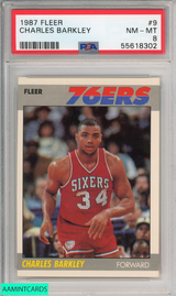 1987 FLEER CHARLES BARKLEY #9 PHILADELPHIA 76ERS HOF PSA 8 NM-MT 55618302