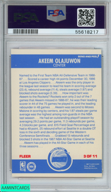 1987 FLEER STICKER AKEEM OLAJUWAN #3 HOUSTON ROCKETS PSA 8 NM-MT 55618217