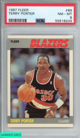 1987 FLEER TERRY PORTER #89 ROOKIE RC PORTLAND TRAIL BLAZERS PSA 8 NM-MT 55618249