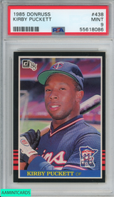 1985 DONRUSS KIRBY PUCKETT #438 ROOKIE RC MINNESOTA TWINS HOF PSA 9 MINT 55618086