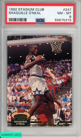 1992 STADIUM CLUB SHAQUILLE O NEAL #247 ROOKIE ORLANDO MAGIC HOF RC PSA 8 NM-MT 55675315