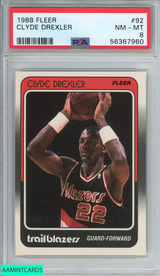 1988 FLEER CLYDE DREXLER #92 PORTLAND TRAIL BLAZERS HOF PSA 8 NM-MT 56367960