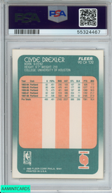 1988 FLEER CLYDE DREXLER #92 PORTLAND TRAIL BLAZERS HOF PSA 9 MINT (PD) 55324467
